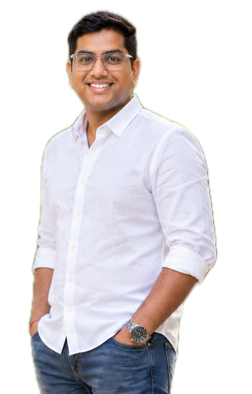 Atishay Goyal, smiling, in a white shirt